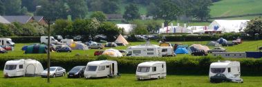 Looking across Wye Meadow Camping to the Festival Site