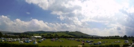 The Festival site is in clear view from Wye Meadow Camping